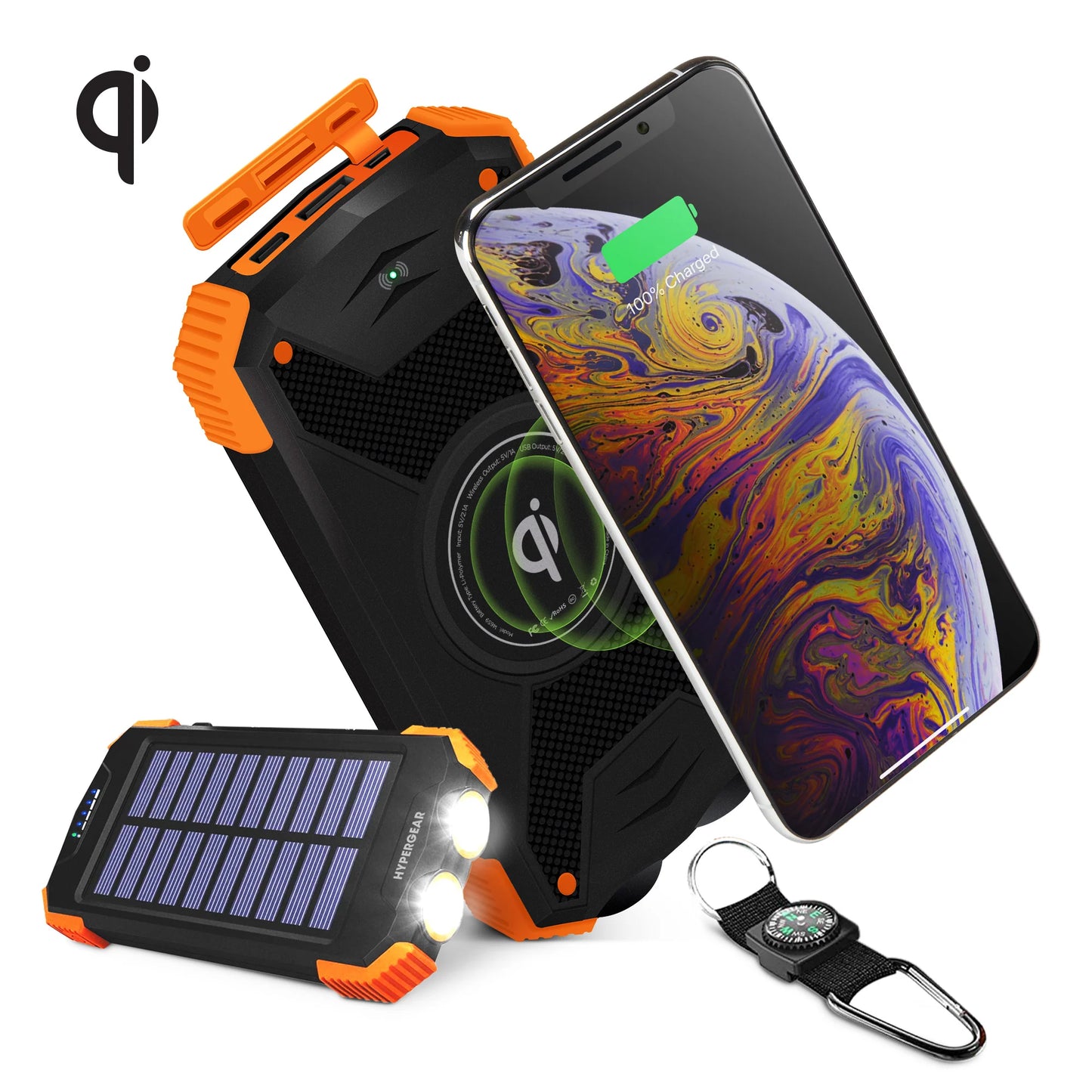 Hypergear 10,000mAh Wireless Solar Power Bank - Black (Model 14659-HYP)