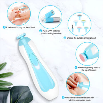 BabyCare Pro™ 6-in-1 Electric Nail Trimmer – Safe, Quiet & Ergonomic Grooming Kit